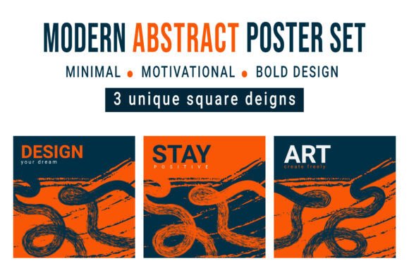 Download Modern Abstract Brush Stroke Poster Set - Poster Collection