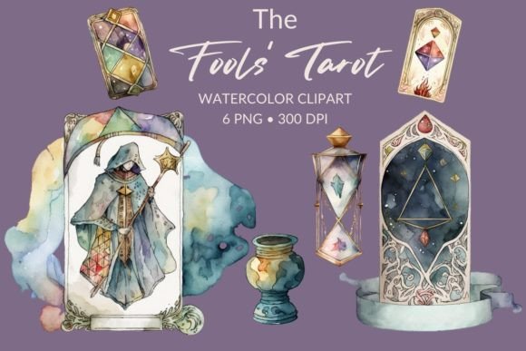 Download The Fools' Tarot Watercolor Clipart - Fools Collection