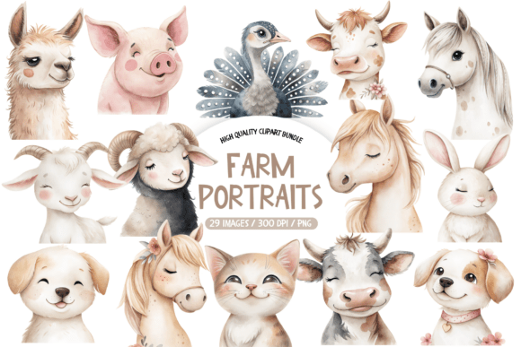 Download Farm Animal Portraits Clipart - Premium Resources